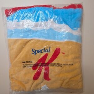Special K Beach Towel Yellow Blue Kellogg's Cereal Logo Cotton Terry